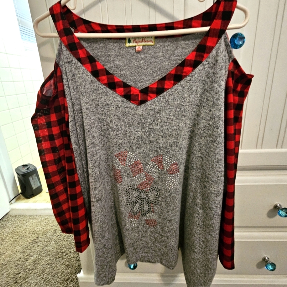 Cold shoulder Christmas shirt